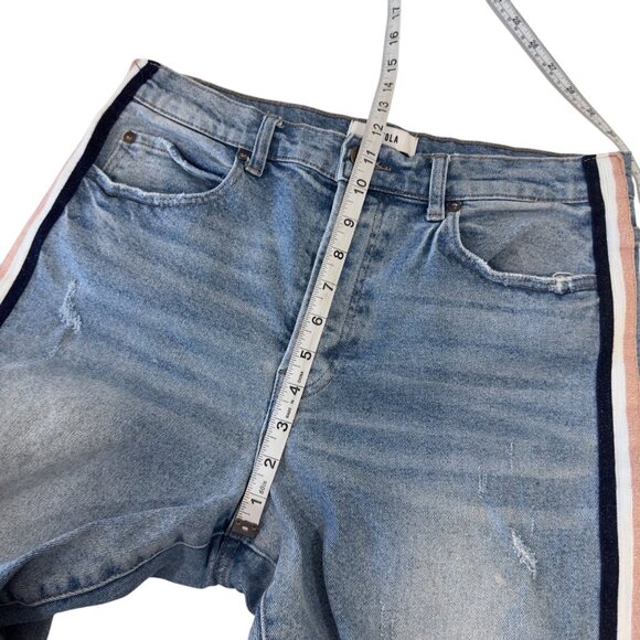 Pistola Women Striped Side Denim Slim Button Fly Jeans SZ 31 Light Wash Mid-Rise - Picture 7 of 16